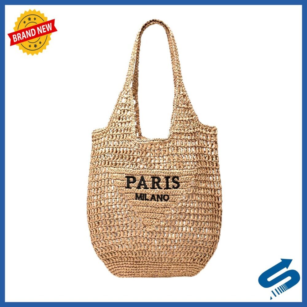 Large Woven Straw Tote Bag Summer Beach Vacation Boho Chic Handbag